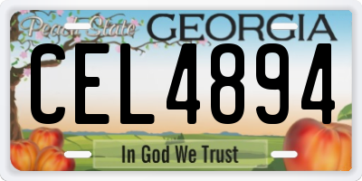 GA license plate CEL4894