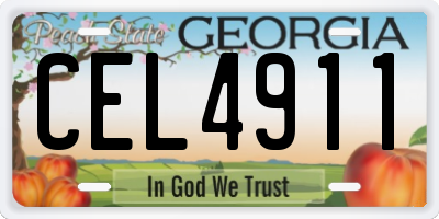 GA license plate CEL4911