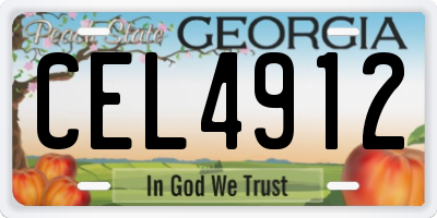 GA license plate CEL4912