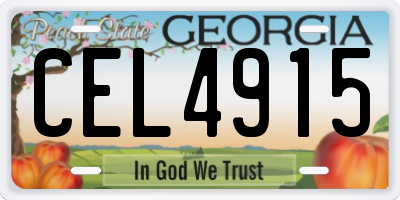 GA license plate CEL4915