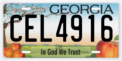 GA license plate CEL4916