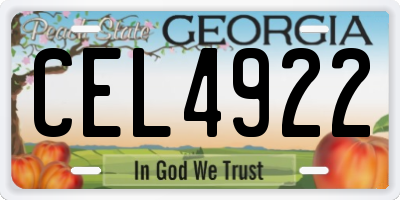 GA license plate CEL4922