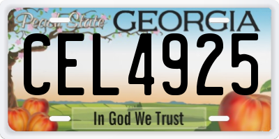 GA license plate CEL4925