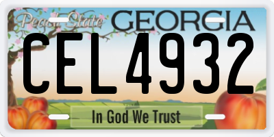 GA license plate CEL4932
