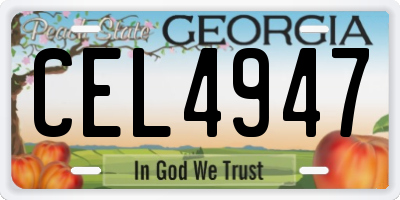 GA license plate CEL4947
