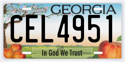 GA license plate CEL4951