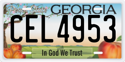 GA license plate CEL4953