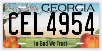 GA license plate CEL4954