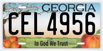 GA license plate CEL4956