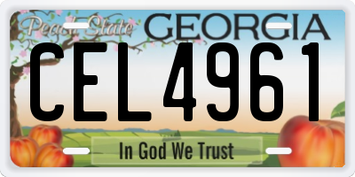 GA license plate CEL4961