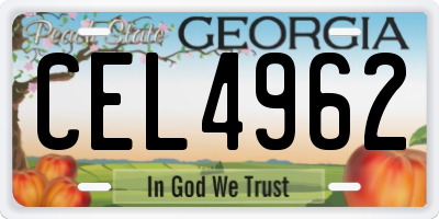 GA license plate CEL4962