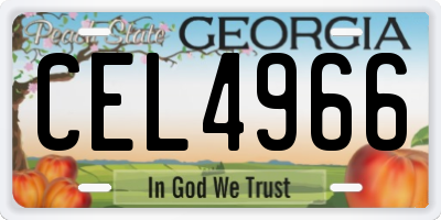GA license plate CEL4966