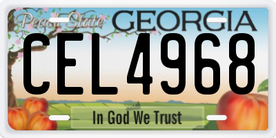 GA license plate CEL4968