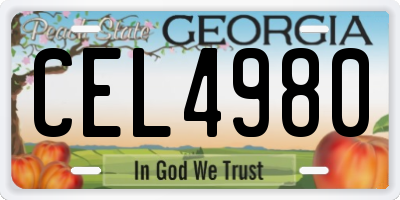 GA license plate CEL4980