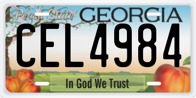 GA license plate CEL4984