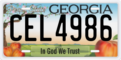 GA license plate CEL4986