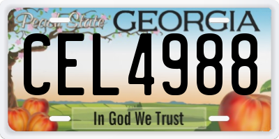 GA license plate CEL4988