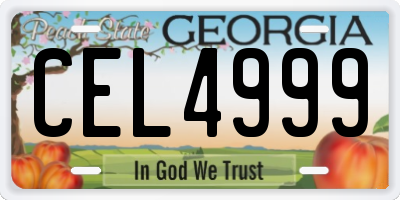 GA license plate CEL4999