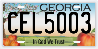 GA license plate CEL5003