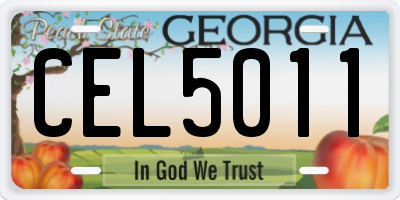 GA license plate CEL5011