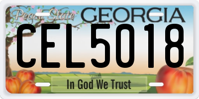 GA license plate CEL5018