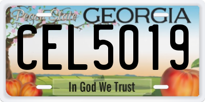 GA license plate CEL5019