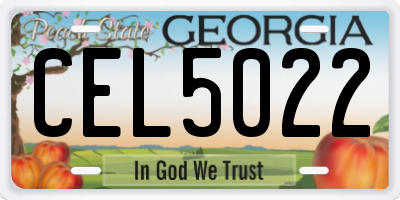 GA license plate CEL5022