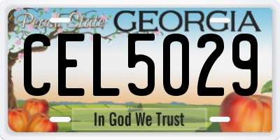 GA license plate CEL5029