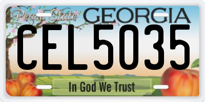 GA license plate CEL5035