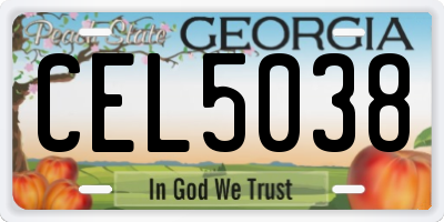 GA license plate CEL5038