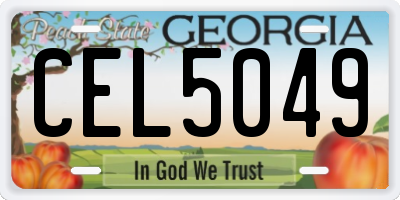 GA license plate CEL5049