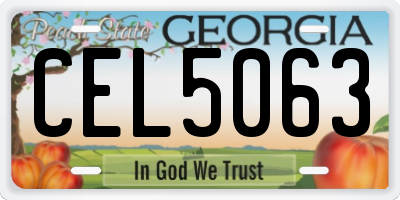 GA license plate CEL5063