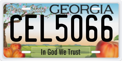 GA license plate CEL5066