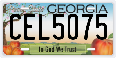 GA license plate CEL5075