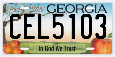 GA license plate CEL5103