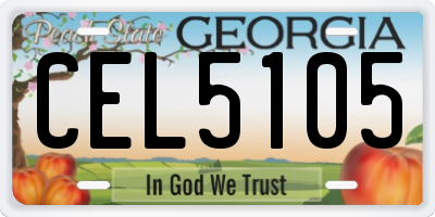 GA license plate CEL5105