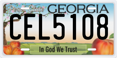 GA license plate CEL5108