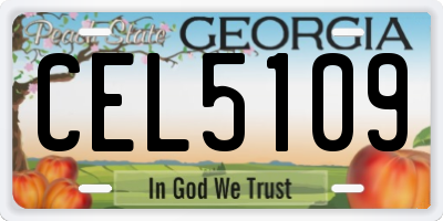 GA license plate CEL5109