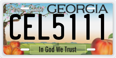 GA license plate CEL5111