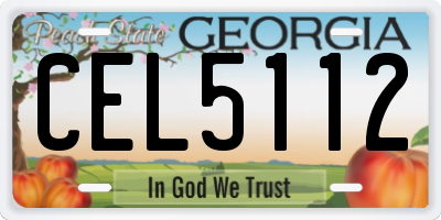 GA license plate CEL5112