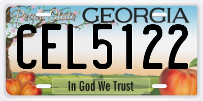 GA license plate CEL5122