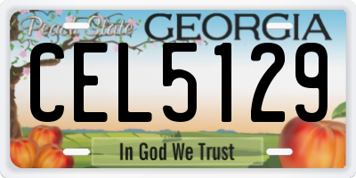 GA license plate CEL5129