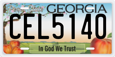 GA license plate CEL5140