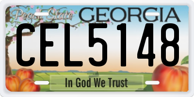 GA license plate CEL5148