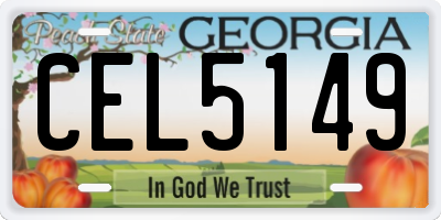 GA license plate CEL5149