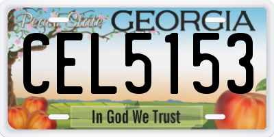 GA license plate CEL5153