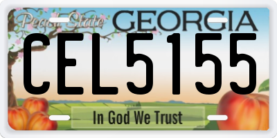GA license plate CEL5155