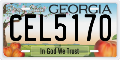 GA license plate CEL5170