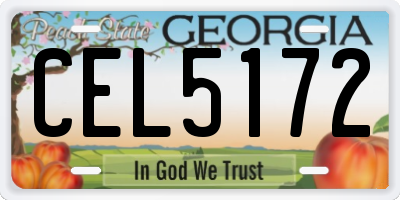 GA license plate CEL5172