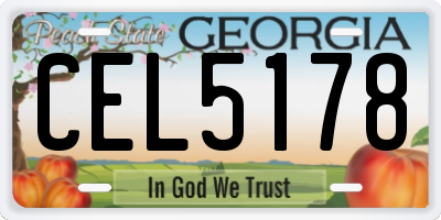 GA license plate CEL5178